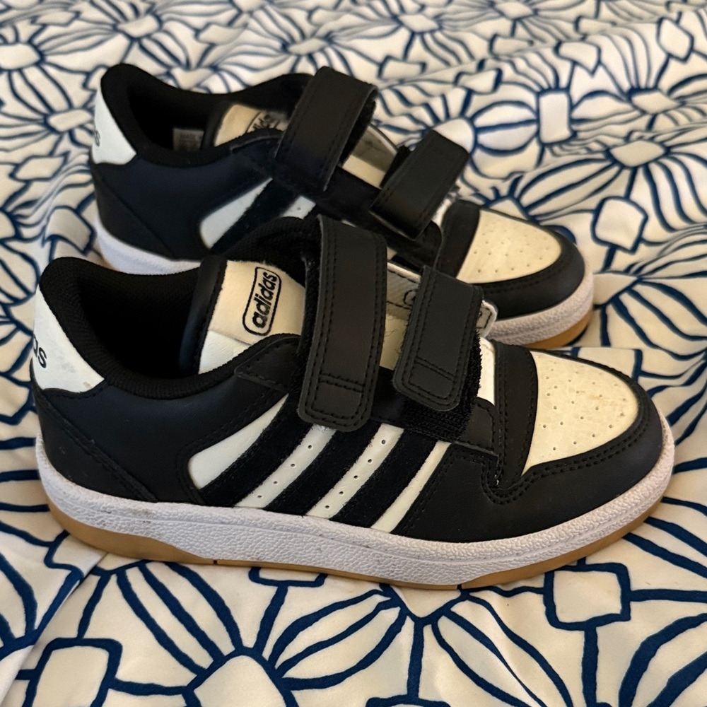 adidas Kids Black and White Velcro Sneakers